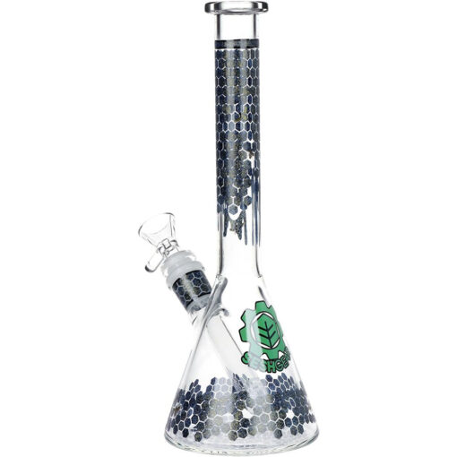 SeshGear Honeycomb Beaker Glass Water Pipe - 9.75" / 14mm F / Colors Vary - Headshop.com