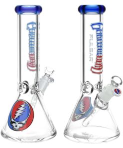 Grateful Dead x Pulsar Steal Your Face Beaker Glass Water Pipe - 11.75" / 14mm F - Headshop.com
