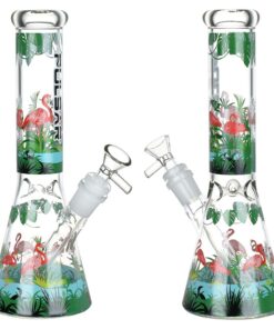 Pulsar Chillin' Flamingos Glass Beaker Water Pipe | 14mm F - Headshop.com