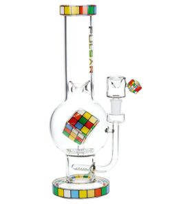Pulsar Rubik's Cube Perc Bubble Base Glass Water Pipe - 12.5" - Headshop.com