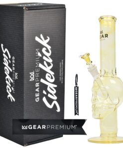 Gear Premium Color Changing Skull Straight Tube Glass Water Pipe - Headshop.com