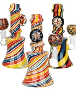 Flowering Spirals Glass Water Pipe - 5.5" / 10mm F / Colors Vary - Headshop.com