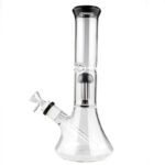 Clear Borosilicate Glass Beaker Bong with 6 Arm Perc, Heavy Wall, 11" Height - Front View