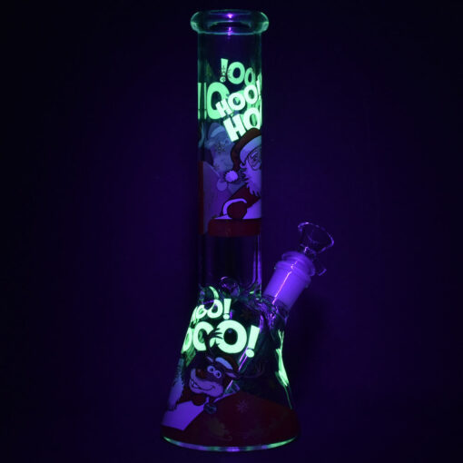 Santa Claus Themed Glass Water Pipe - 10" / 14mm F / Designs Vary - Headshop.com
