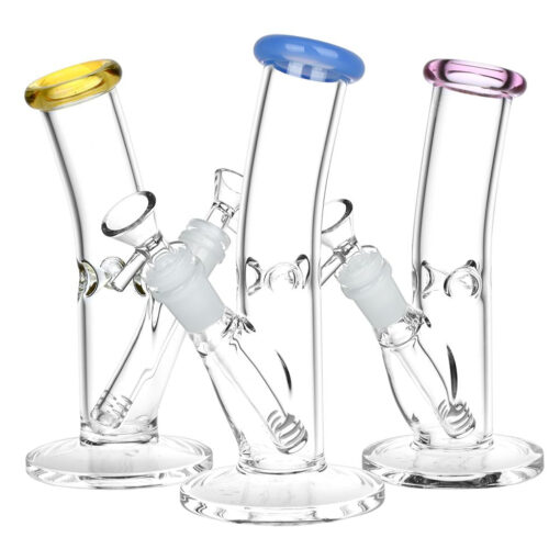 Classic Bent Neck Straight Tube Glass Water Pipe | 14mm F | Colors Vary - Headshop.com