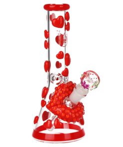 Pulsar Kiss My Lips Glow In Dark Beaker Glass Water Pipe - 9.75" / 14mm F