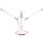 Date Night Heart Perc Dual Neck Glass Water Pipe - 7" / 14mm F - Headshop.com
