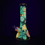Mandala Hemp Leaf Beaker Water Pipe - 12.75"/14mm F - Headshop.com