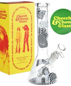 Cheech & Chong Glass Optical Illusion Glow Glass Beaker Water Pipe - 10" / 14mm F - Headshop.com