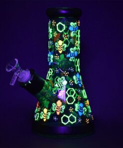 Phantasmagoric Glow In Dark Beaker Glass Water Pipe - 8" / 14mm F / Designs Vary - Headshop.com