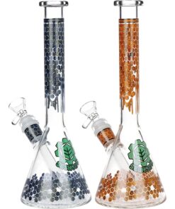 SeshGear Honeycomb Beaker Glass Water Pipe - 9.75" / 14mm F / Colors Vary - Headshop.com