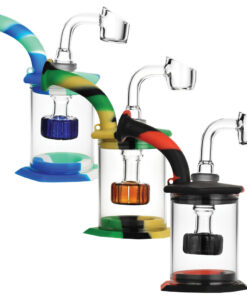 Silicone Glass Rig w Disc Perc - 5" / 14mm F / Colors Vary - Headshop.com