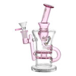 Diamond Glass Gold Ratchet Perc Recycler Water Pipe - 7.75" / 14mm F - Headshop.com