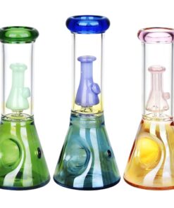 Beaker Perc Glass Hand Pipe - 6.5" / Colors Vary - Headshop.com