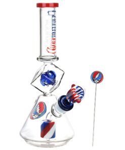 Grateful Dead x Pulsar Inception Cube Beaker Glass Water Pipe - 12.75" / 14mm F - Headshop.com