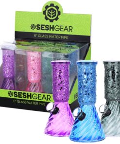 6CT DISPLAY - SeshGear Crystalline Beaker Mini Glass Water Pipe - 6" / Grommet / Assorted Colors - Headshop.com