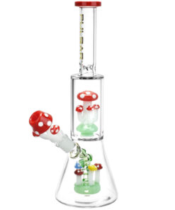 Pulsar Shroom Life Beaker Water Pipe - 11.75" / 14mm F / Red - Headshop.com