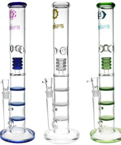Chakra Triple Honeycomb Water Pipe - 16"/19mm F/Clrs Vry - Headshop.com