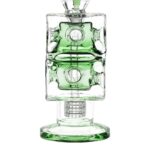 Pulsar Double Swiss Perc Blocks Glass Water Pipe - 12.5" / 14mm F / Blue