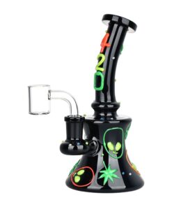 420 Alien Glow In The Dark Glass Dab Rig - 6.5" / 14mm F - Headshop.com