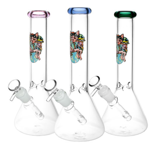 Chill Cat Glass Beaker Water Pipe | 14mm F | Colors Vary - Headshop.com