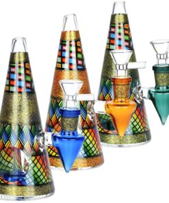 Conical Stained Glass Water Pipe - 6.25" / 14mm F - Headshop.com