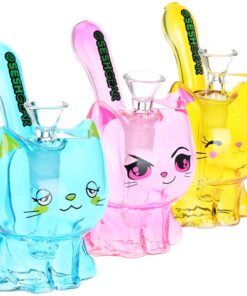 SeshGear Kitty Cat Glass Water Pipe | 5.5" | 14mm F | Colors Vary - Headshop.com