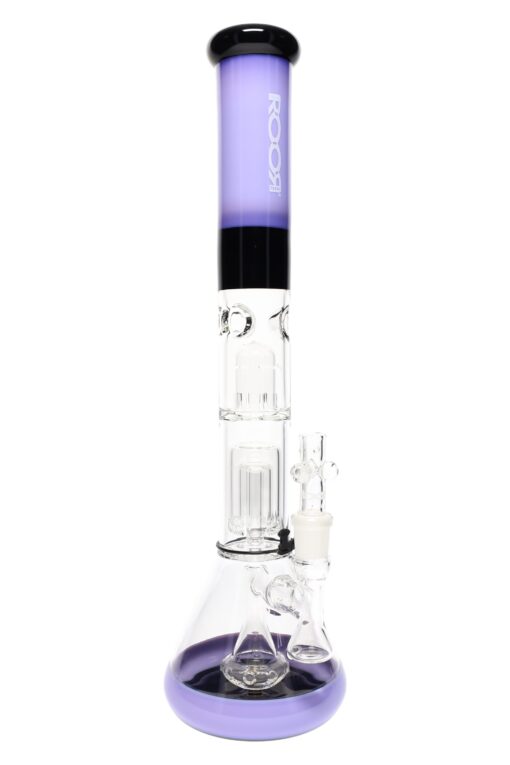ROOR 18" Tech Stemless Multicolor Beaker Bong – Multi Percs – 5mm Glass