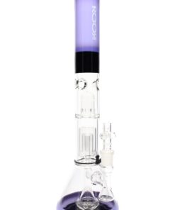 ROOR 18" Tech Stemless Multicolor Beaker Bong – Multi Percs – 5mm Glass