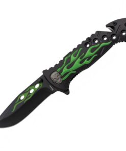 Albainox Skull Aluminum Handle Black Blade Folding Knife 12cm