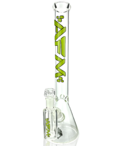 18" AFM Clear Glass Beaker Bong with Showerhead Perc and Colored Logo