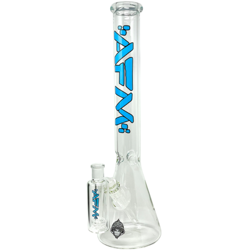 AFM 18" Clear Glass Beaker Bong with Showerhead Perc and Colored Logo