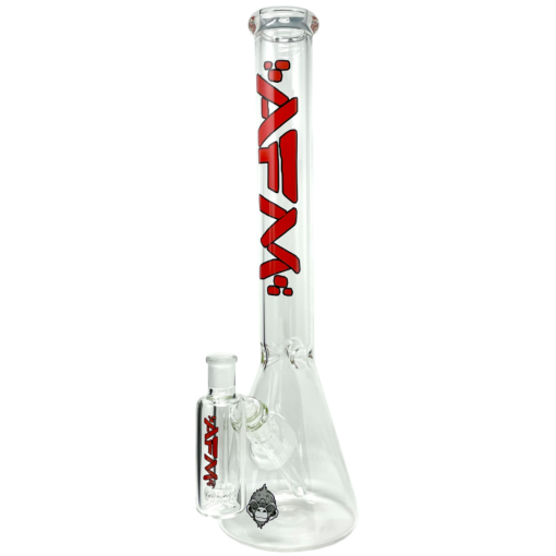 18" AFM Clear Glass Beaker Bong with Showerhead Perc and Colored Logo