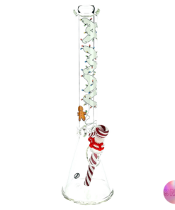MAV Glass 18" Christmas Mean Gingerbread Man Beaker Bong with Colored Accents
