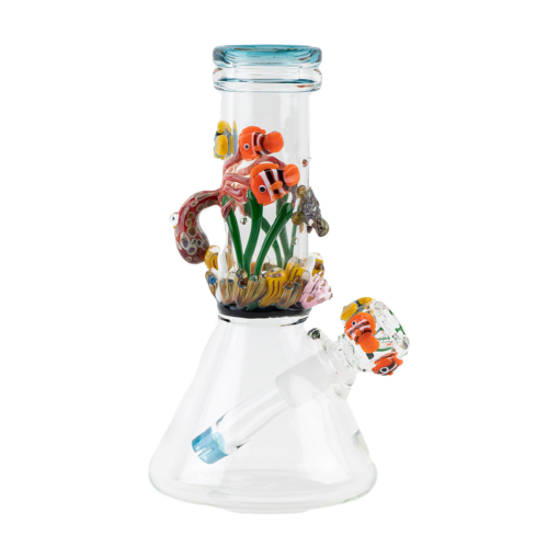 Empire Glassworks 'Under the Sea Baby Beaker' bong with colorful marine life design, front view on white background