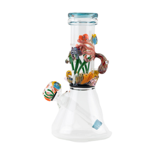 Empire Glassworks 8.3" Beaker Bong with intricate Under the Sea theme, front view on white background