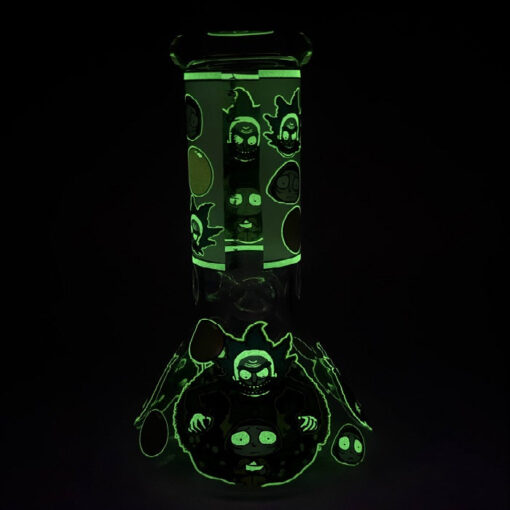 Glow in the Dark Rick And Morty Beaker Glass Bong 20cm