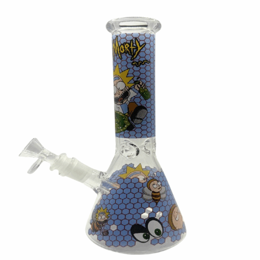 Rick And Morty Blue Honeycomb Beaker Glass Bong 25cm