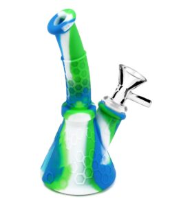 PILOT DIARY Silicone Beaker Bong in Blue and Green - Durable, Easy to Clean