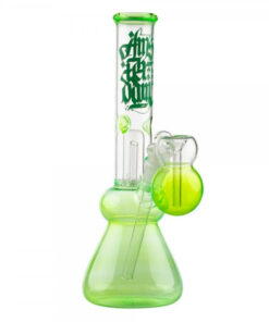 Amsterdam 12" Green Glass Water Pipe with Tree Perc, Front View on White Background