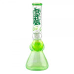 Amsterdam 12" Green Glass Water Pipe with Tree Perc, Clear Front View on White Background