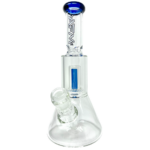 12" AFM Glass Mini Beaker Bong with UFO Chamber and Ink Blue Accents, Front View