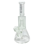 AFM Glass 12" UFO Chamber Mini Beaker Bong in Ivory, Front View on Seamless White Background