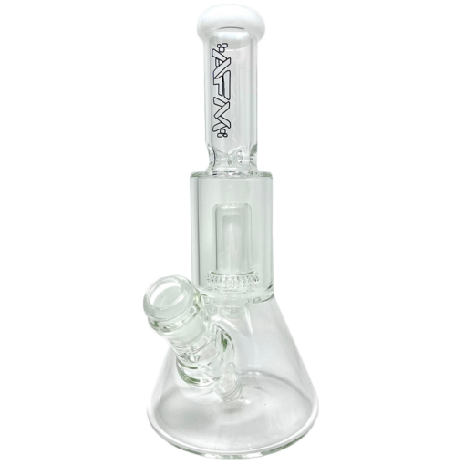 AFM Glass 12" UFO Chamber Mini Beaker Bong in Ivory, Front View on Seamless White Background
