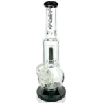 10" AFM Bubble Bottom Beaker Bong in Clear with Black Accents - Front View