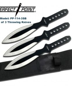 Perfect Point Satin Black Blade Set Of 3 Throwing Knives 23cm