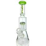 10" AFM Glass Mini Beaker Bong with Reversal Arm Perc and Slime Accents - Front View