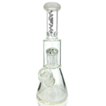 10" AFM Glass Mini Beaker Bong with Reversal Arm Perc, Ivory, Front View on White Background