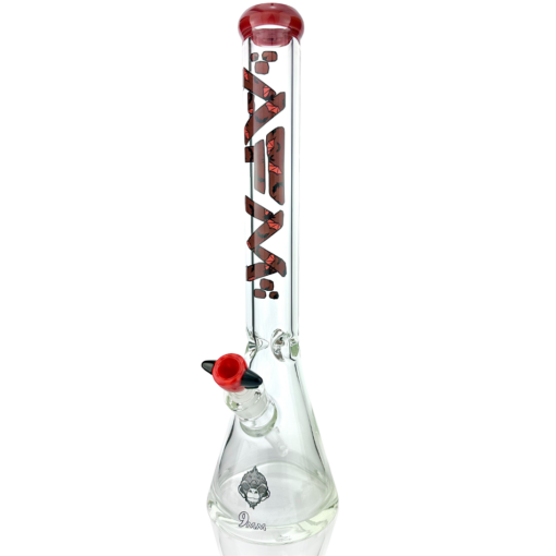 AFM 18" Vampire Beaker Bong with 9mm thick glass and red accents, front view on white background