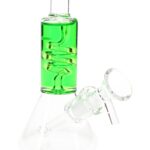 Mini Glass Beaker Bong “Chill Coil” – Fluid-Filled Neck – Assorted Colors